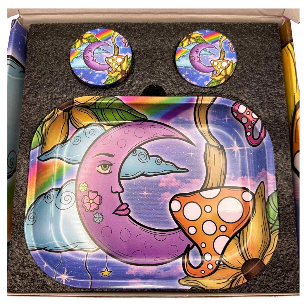 High Dreams Moon and Shroom Rolling Tray and Grinder Set - Image 5